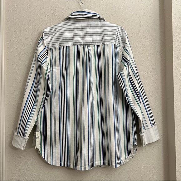 Anthropologie Maeve Striped Button Down Shacket Shirt Jacket NEW Size Medium - Picture 10 of 12